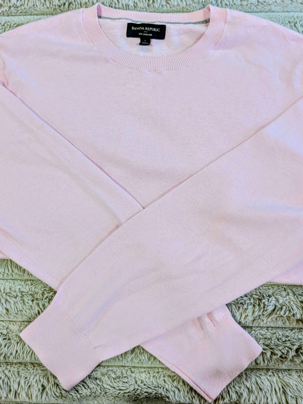 Banana Republic Eco Sweater Light Pink Crewneck Pullover Women’s Size L
